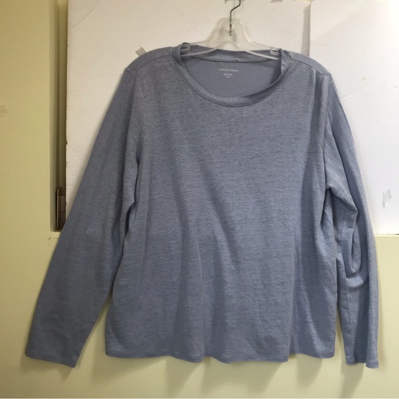 Eileen Fisher Organic Linen Jersey Crew Neck Top T Shirt Knit Sweater Minimalist - Picture 2 of 12